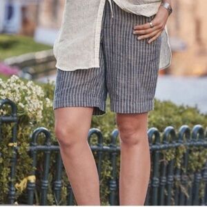 Sundance Linen Blend Bermuda Striped Shorts Size Small Women
